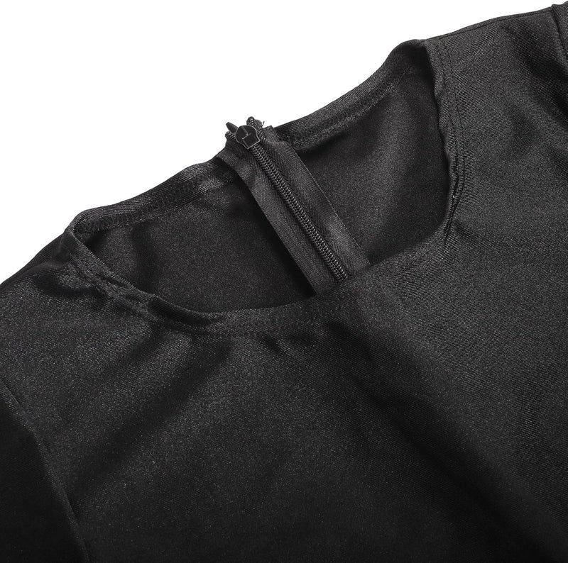 Goaste Girls Full Body Long Sleeve Unitard, One Piece Girls Black Catsuit, Scoop Neck Gymnastics Ballet Dance Bodysuits - Image 2